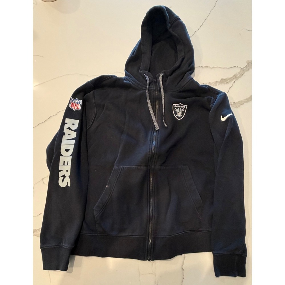 Nike NFL Las Vegas Raiders Full Zip Hoodie Black‎ Mens Large Fleece Sweatshirt